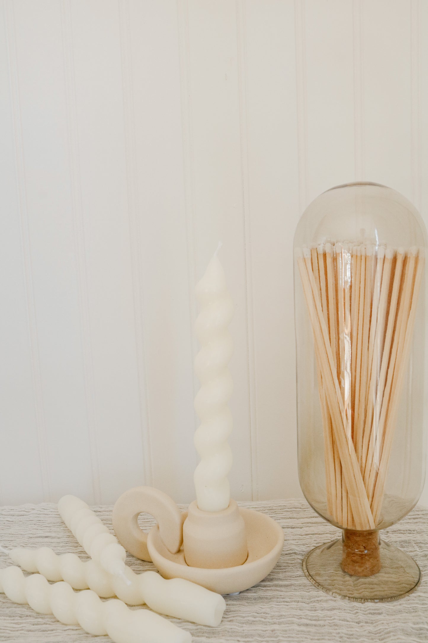 Smoke Gray Handblown Cloche Jar With Matches and Striker