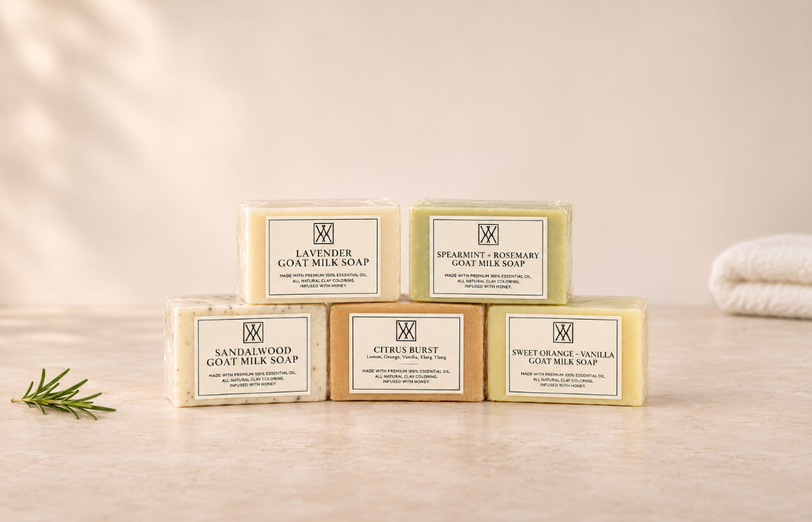 Goat Milk Essential Oil Soap with natural clay coloring