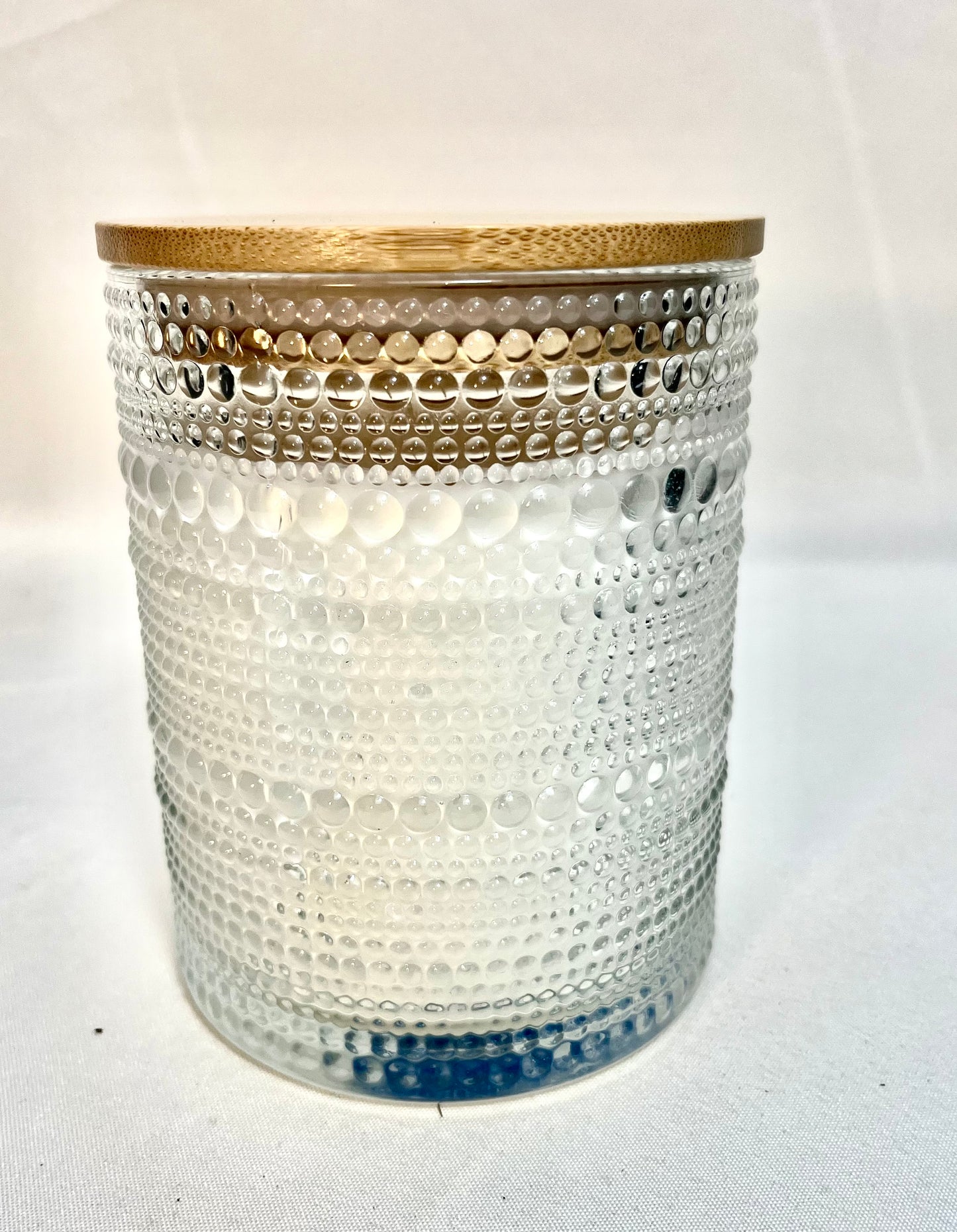 20oz Beaded Glass Candle With Wood Lid
