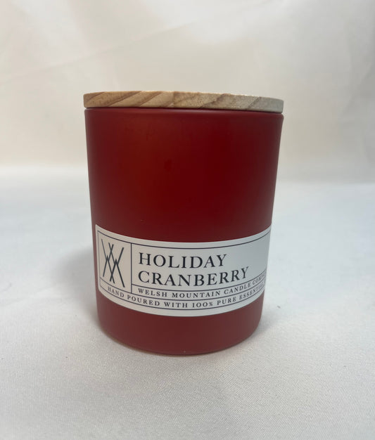 16oz Coconut Wax Candle with wood lid, Red