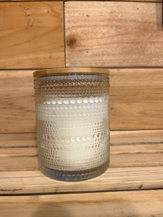 20oz Beaded Glass Candle With Wood Lid