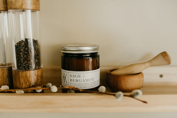Essential oil candles, Amber jar