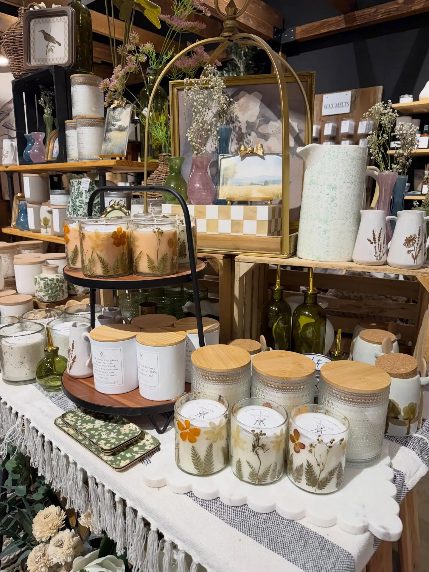 Welsh Mountain candle display at a local market