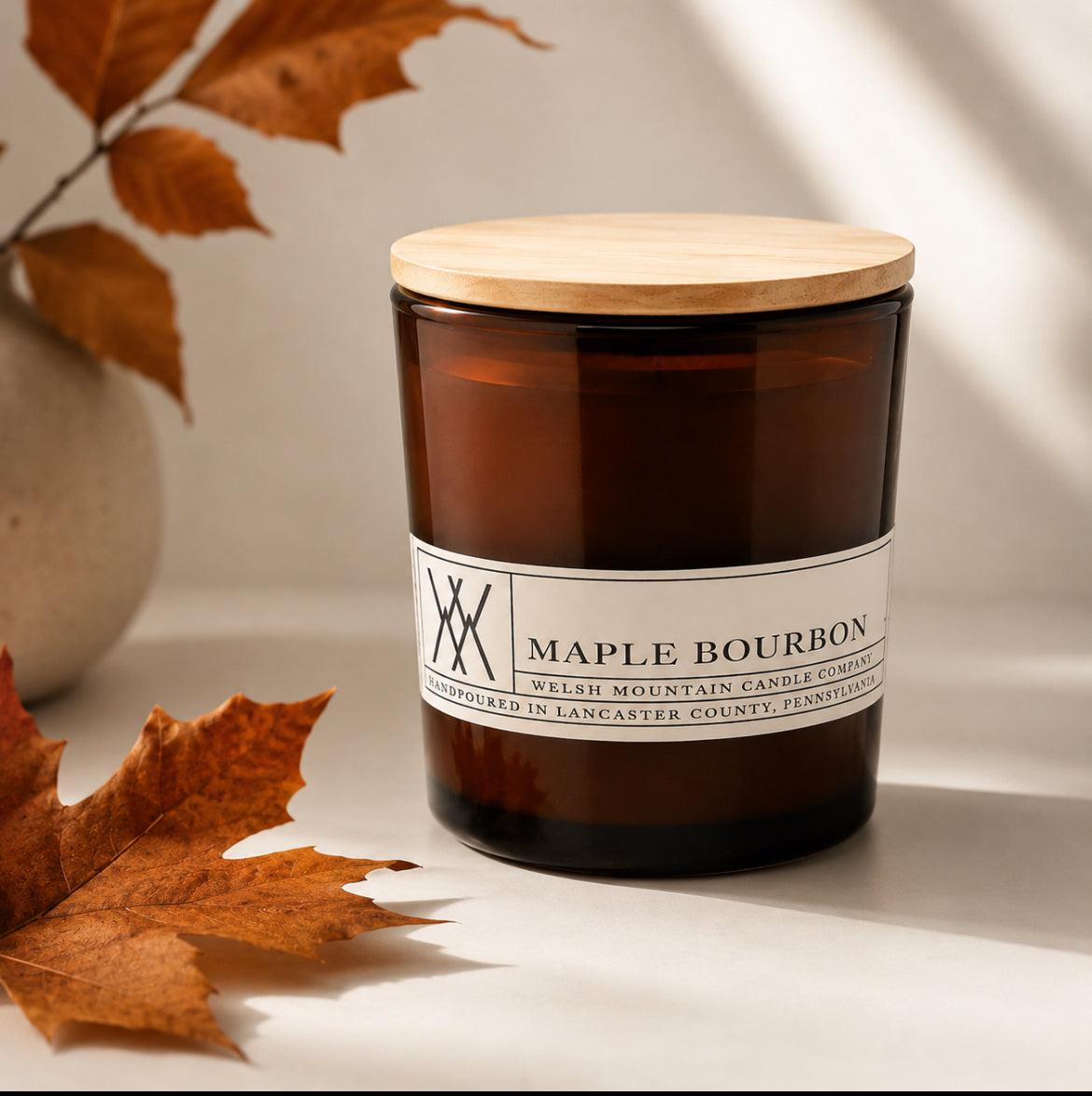 16oz. Coconut Wax Candle with Bamboo Lid- Amber