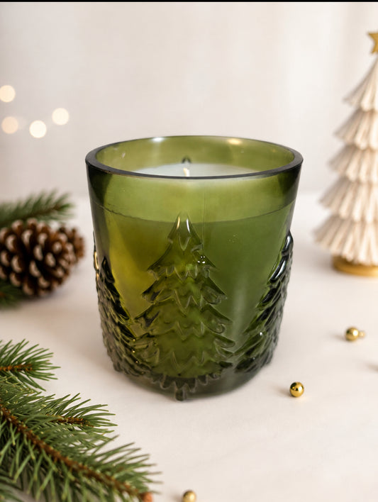 16oz. Raised Glass Christmas Tree Candle