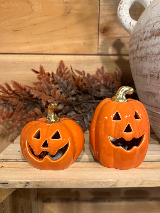 Set of 2 light up pumpkins