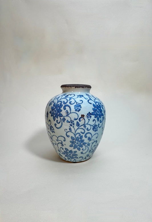 Modern Vintage Crackled Floral Vase